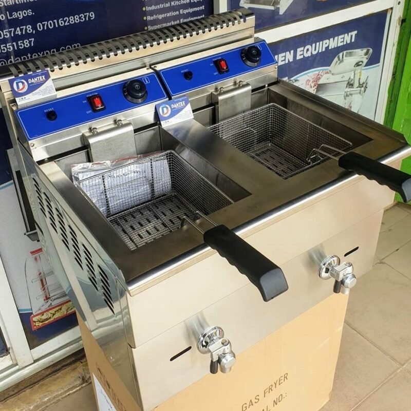 Double Basket Gas Fryer with Tap